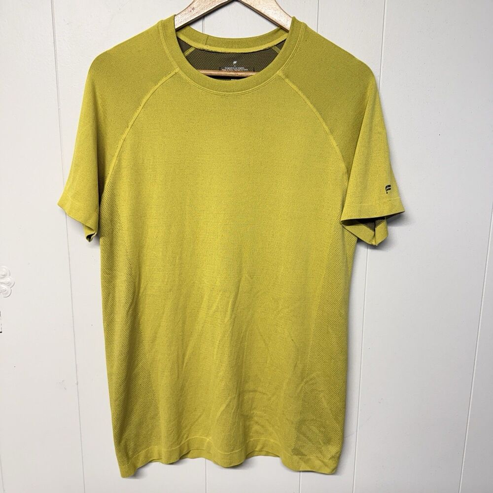 Fabletics Training Day Seamless Performance T Shirt Athleisure Yellow Men M EUC